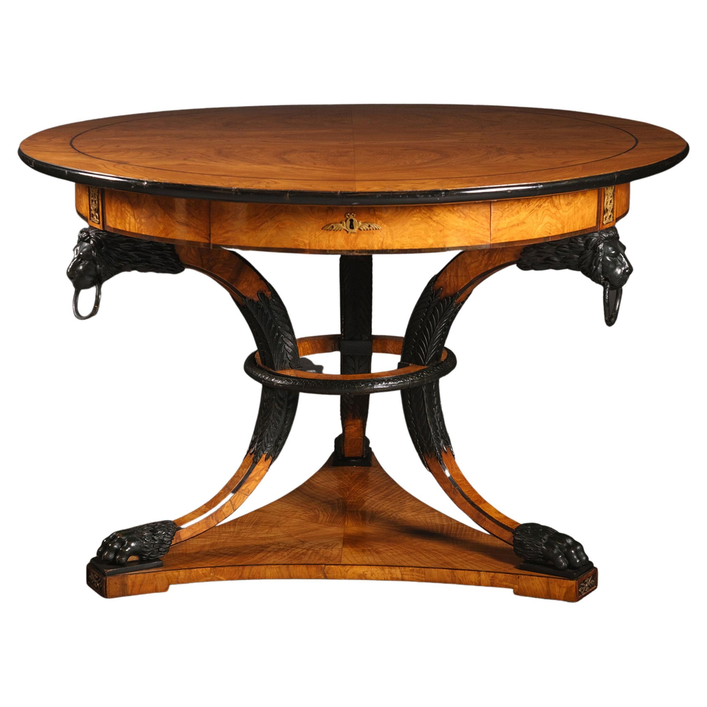 Mesa de centro Biedermeier de abedul satinado y ebonizado