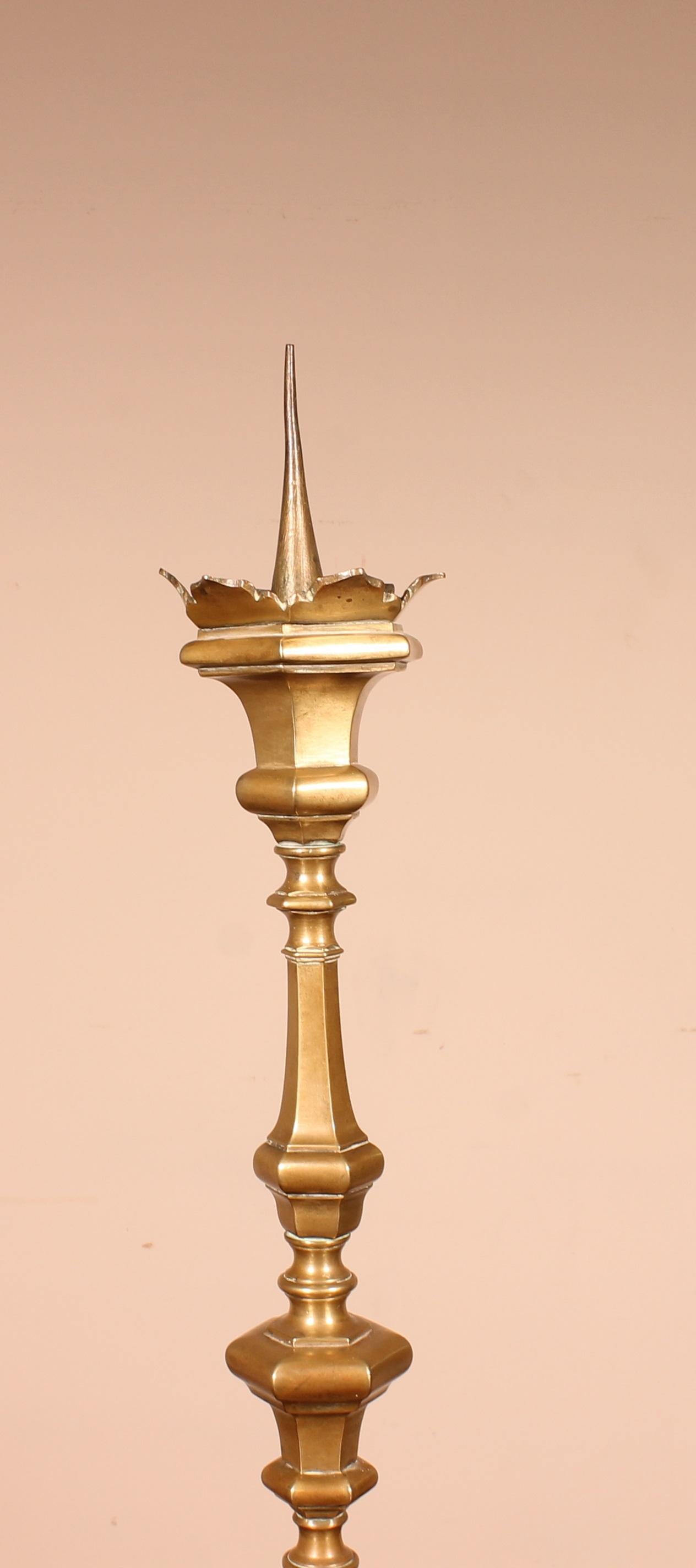 Big 17th Century Candlestick of Italy in Bronze 2