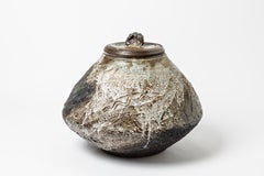 Großer Keramikkrug mit Deckel von Alain Gaudebert, Vers 1990