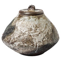 Big Ceramic Covered Jar by Alain Gaudebert, Vers 1990