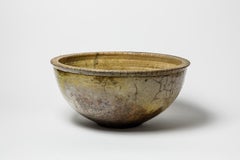 Big Ceramic Dish with Glaze Decoration by Gisele Buthod- Garçon, circa 1980