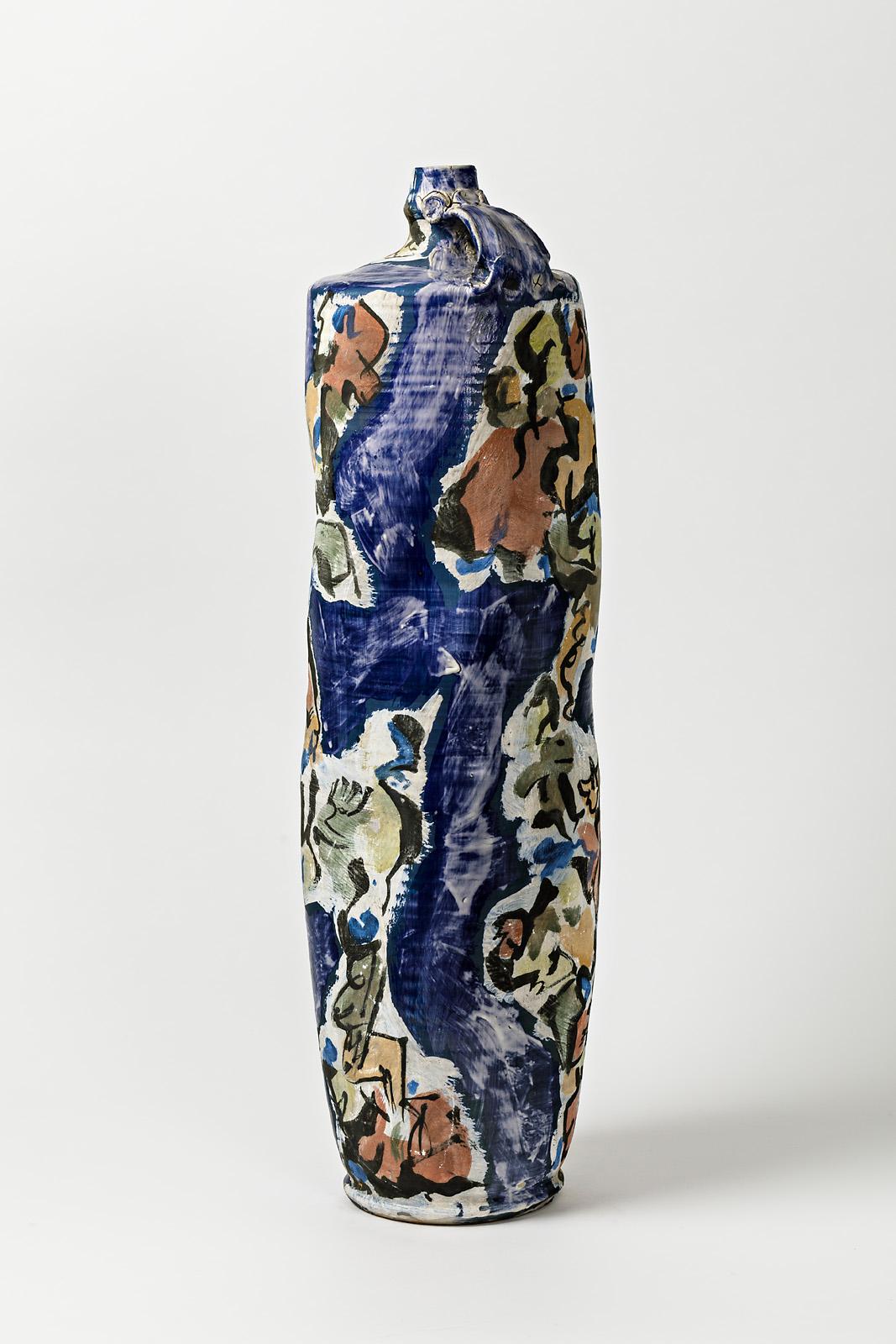 Großer Keramikkrug mit Glasurdekor von Michel Lanos (1926-2005).
Perfekte originelle Dekorationen.
Künstlermonogramm unter dem Sockel,
um 1990.
Einzigartiges Stück.