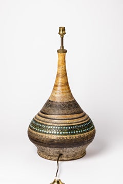Big Ceramic Lamp Attributed to Raphael Giarusso, to Vallauris, circa 1960-1970
