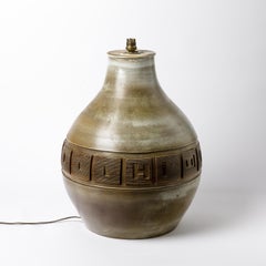 Gran lámpara de sobremesa de cerámica de Huguette Bessone para Vallauris, hacia 1960-1970