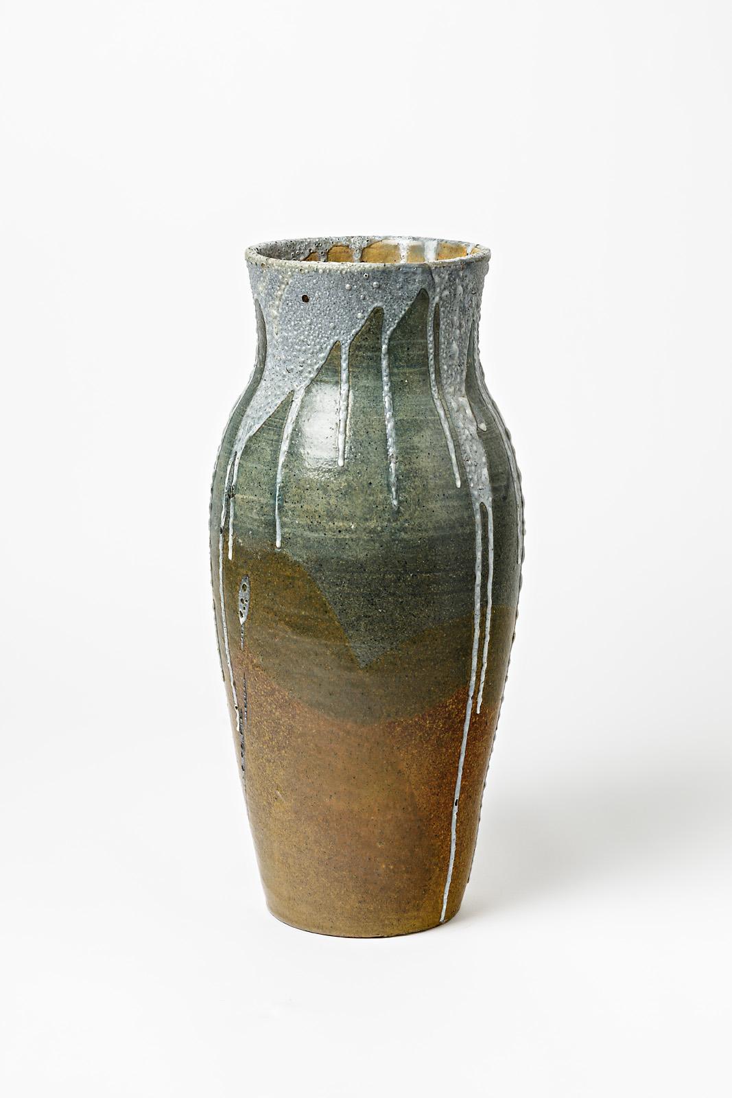 Beaux Arts Big Ceramic Vase by Eugene Lion, to Saint- Amand-en-Puisaye, circa 1920 For Sale