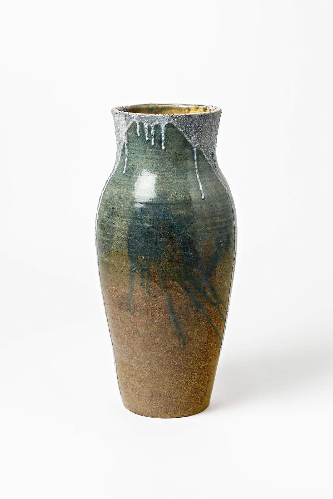 Big Ceramic Vase by Eugene Lion, to Saint- Amand-en-Puisaye, circa 1920 In Excellent Condition For Sale In Saint-Ouen, FR