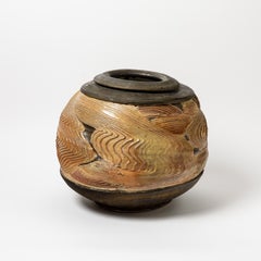 Gran jarrón de cerámica de Georges Sybesma a La Borne, Francia, hacia 1980-1990