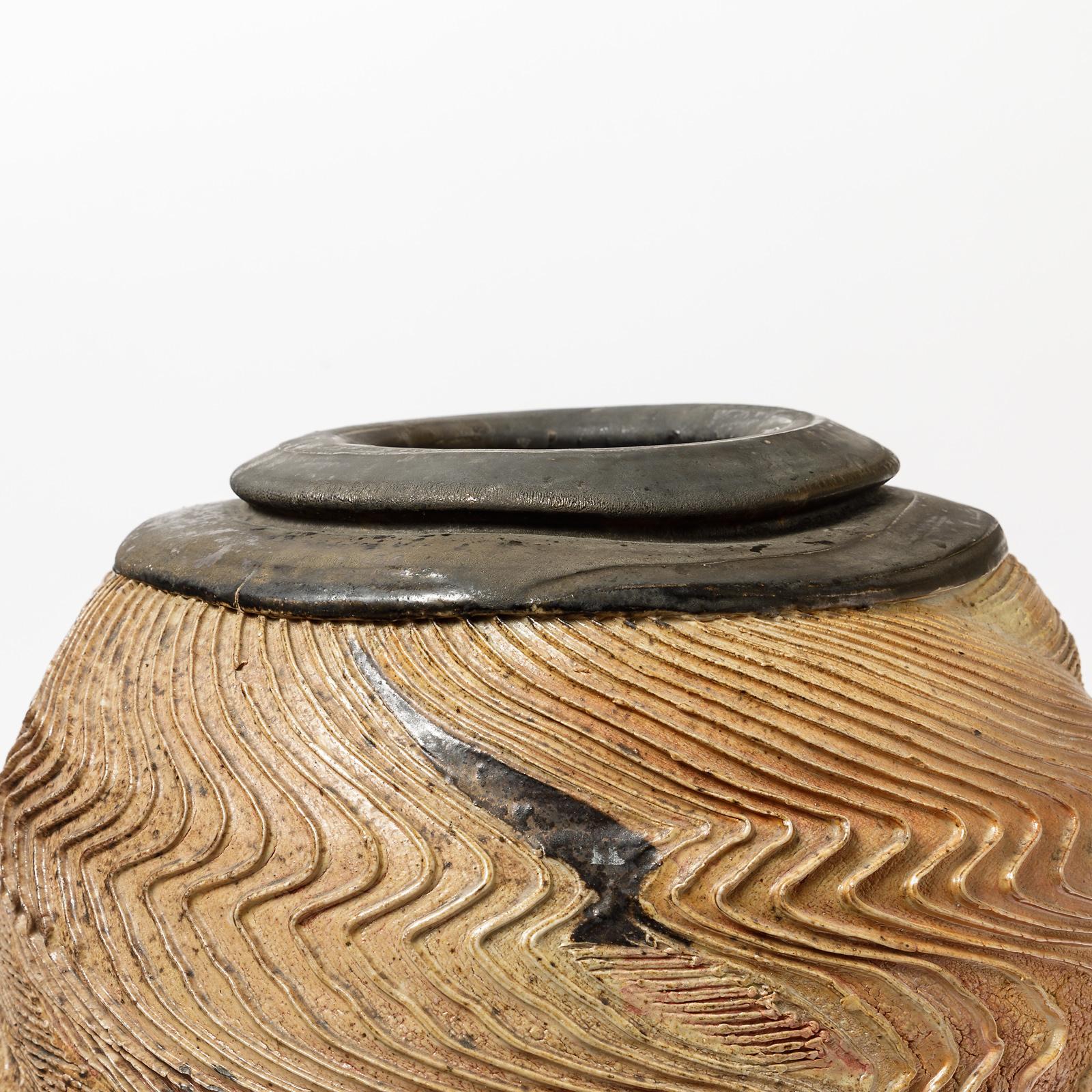 20th Century Big Ceramic Vase by Georges Sybesma to La Borne, France, circa 1980-1990 For Sale