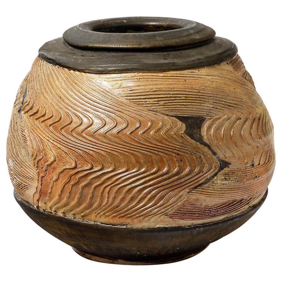 Big Ceramic Vase by Georges Sybesma to La Borne, France, circa 1980-1990