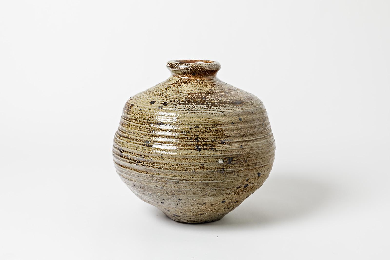 Beaux Arts Big Ceramic Vase by Jean Linard to La Borne, Circa 1964 For Sale