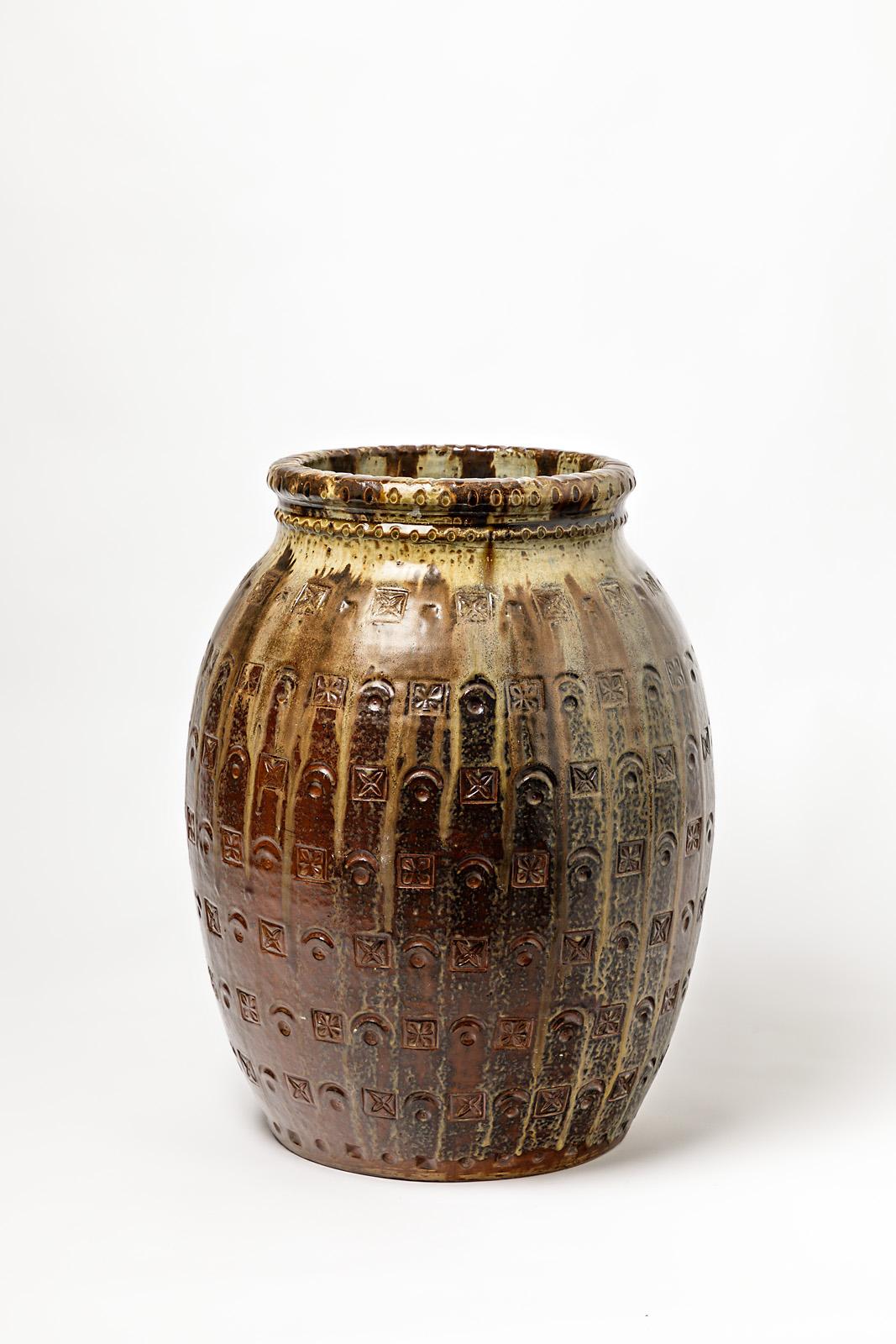 Big Ceramic Vase by Joseph Talbot, Potter of La Borne, circa 1940 In Excellent Condition In Saint-Ouen, FR