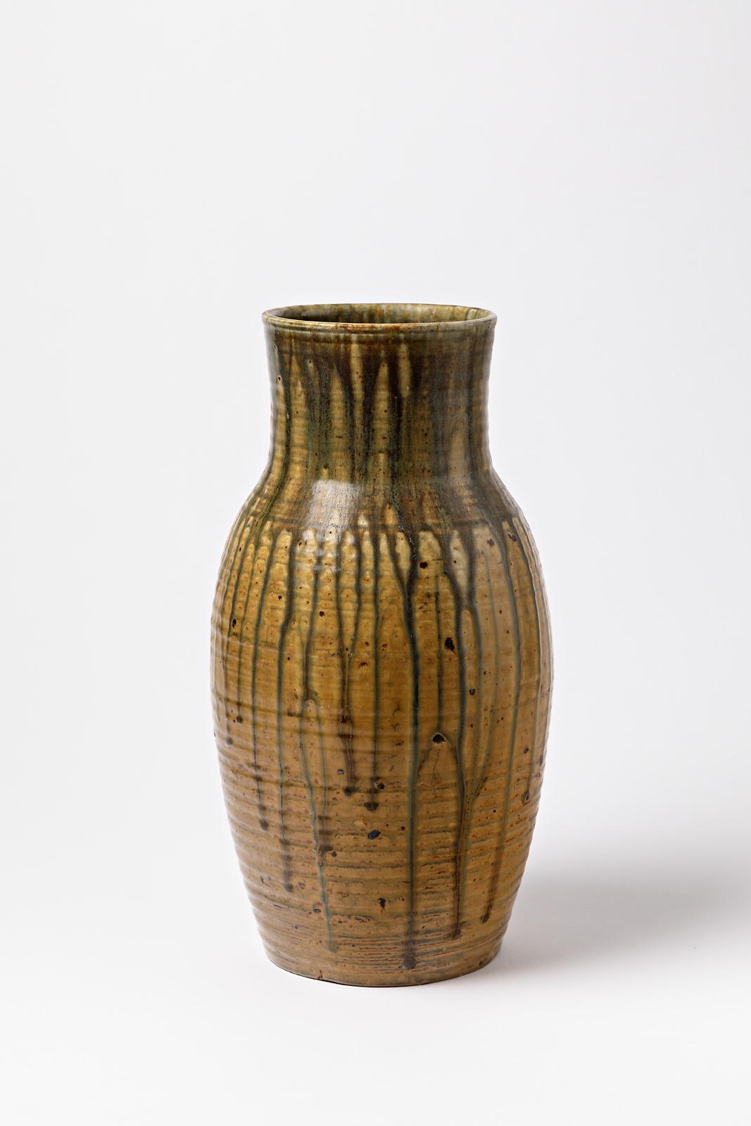 Beaux Arts Big Ceramic Vase by Lucien Arnaud, to Saint Amand-en-puisaye, circa 1920