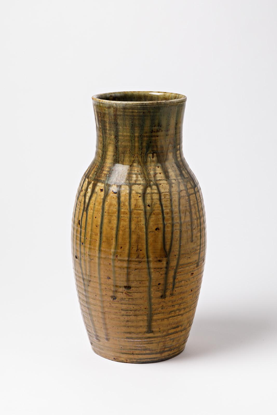 French Big Ceramic Vase by Lucien Arnaud, to Saint Amand-en-puisaye, circa 1920