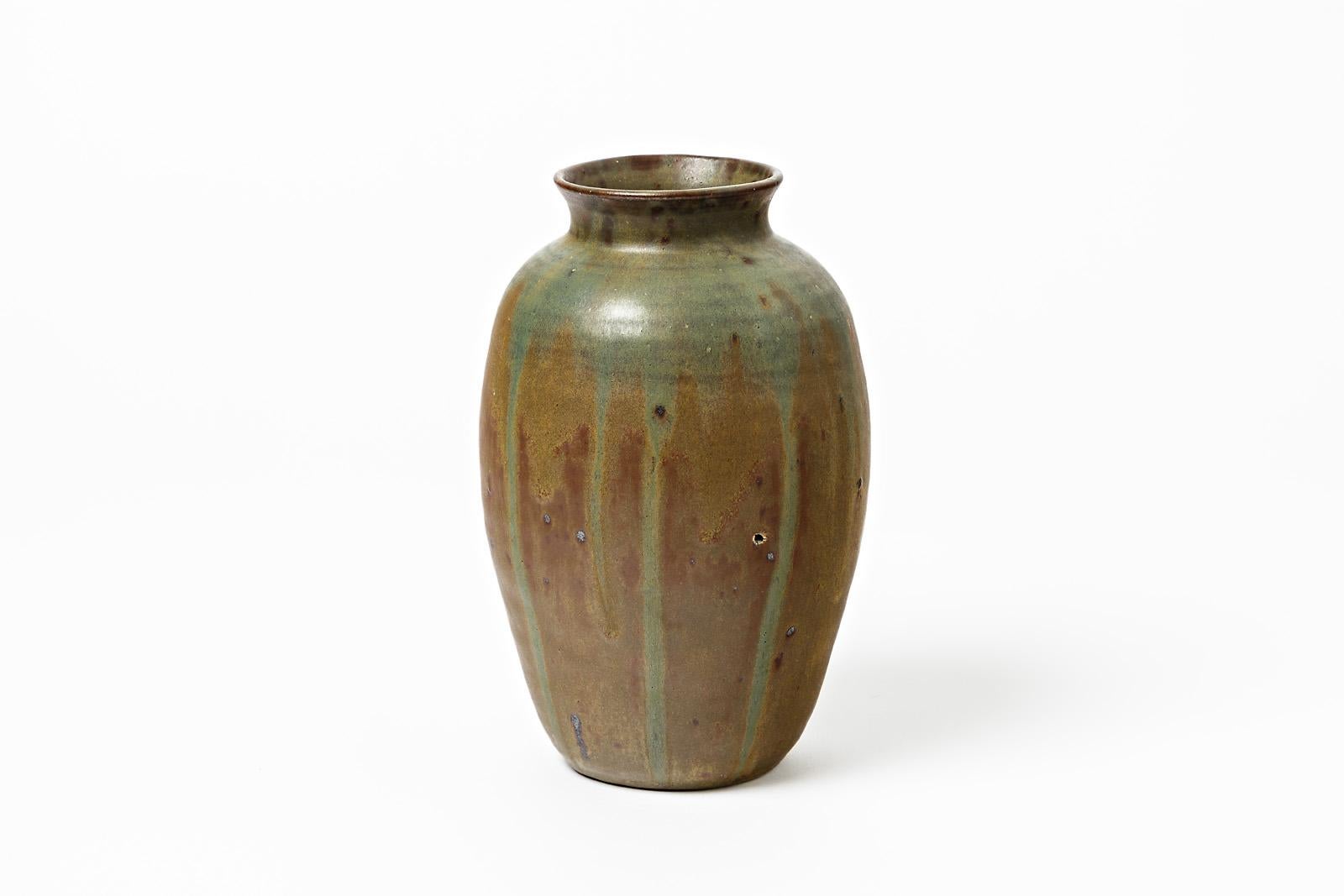 French Big Ceramic Vase by Lucien Arnaud, to Saint- Amand-en-puisaye, circa 1920 For Sale