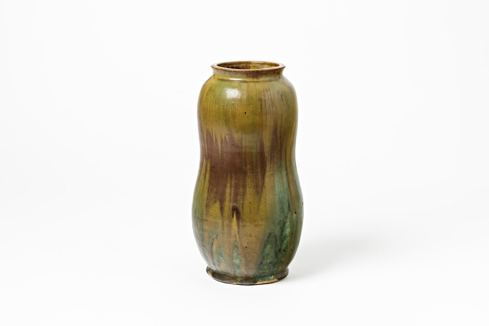 Beaux Arts Big Ceramic Vase by Lucien Arnaud, to Saint- Amand-en-puisaye, circa 1920 For Sale