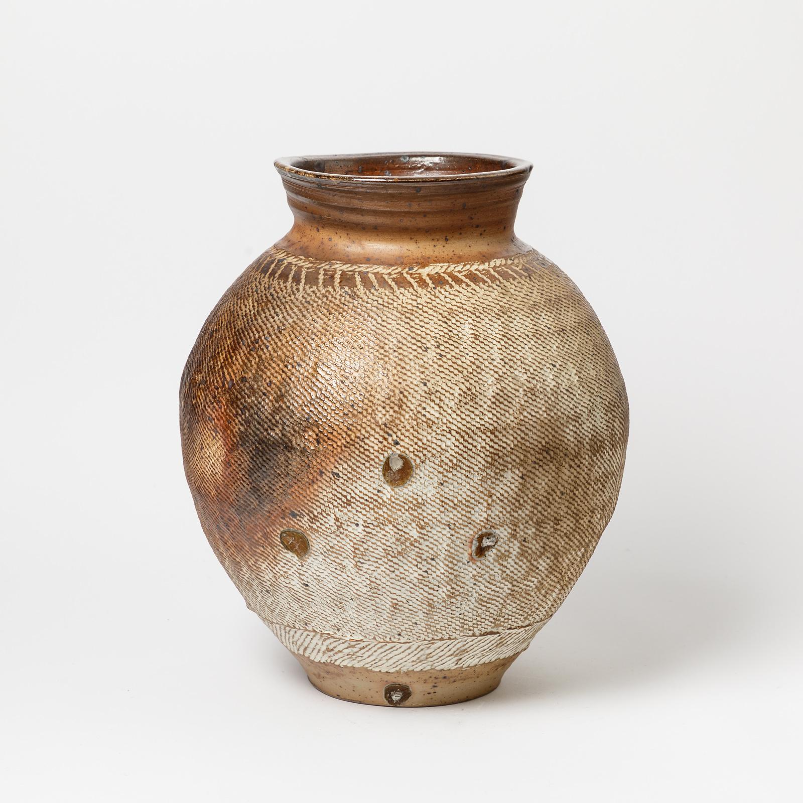 Beaux Arts Big Ceramic Vase by Steen Kepp, to La Borne, circa 1970-1980, France For Sale