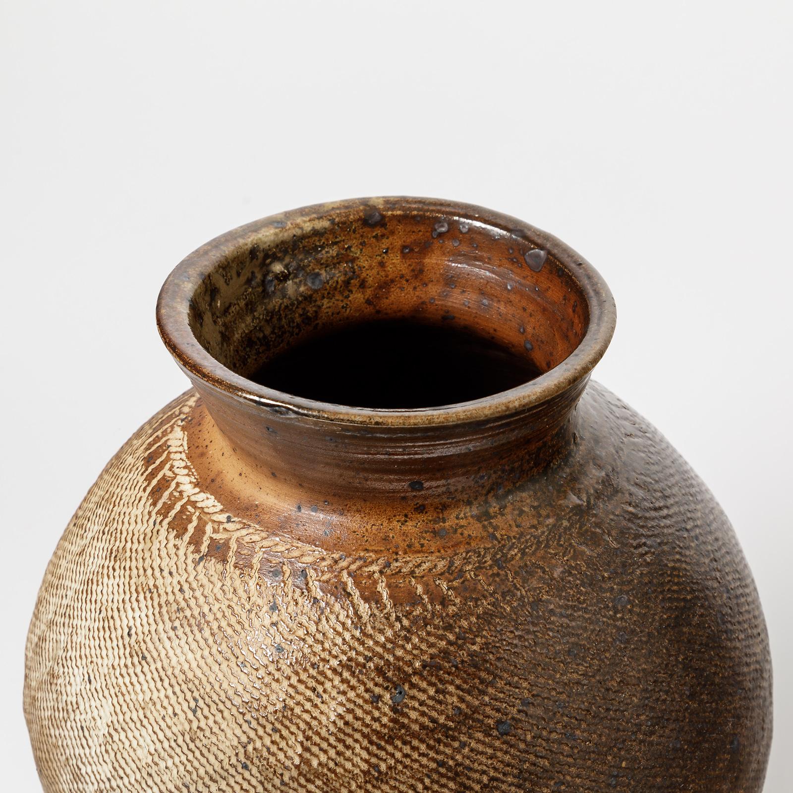 Turned Big Ceramic Vase by Steen Kepp, to La Borne, circa 1970-1980, France For Sale