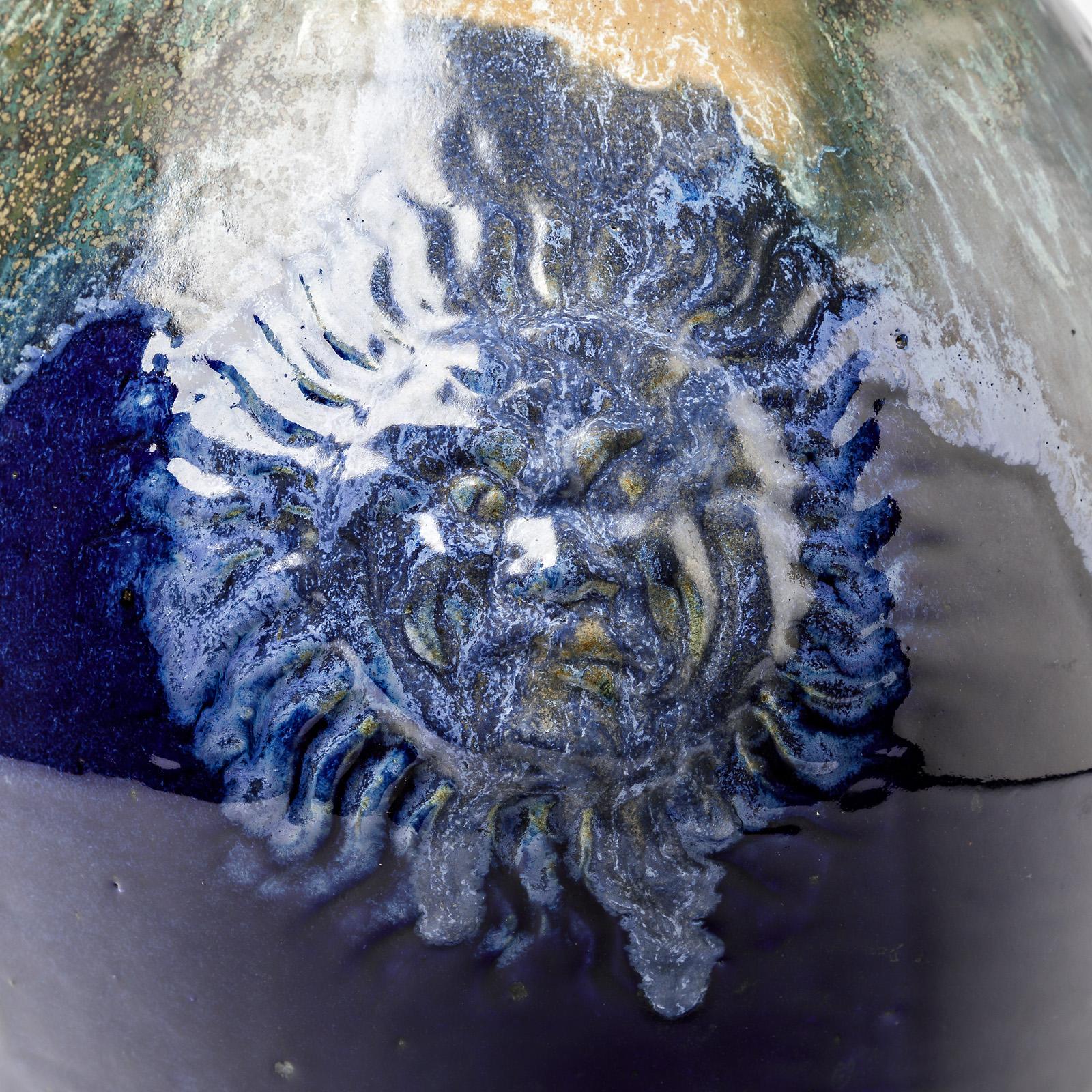 Céramique Grand vase en céramique à décor de glaçures bleues de Lucien Arnaud, vers 1920 en vente