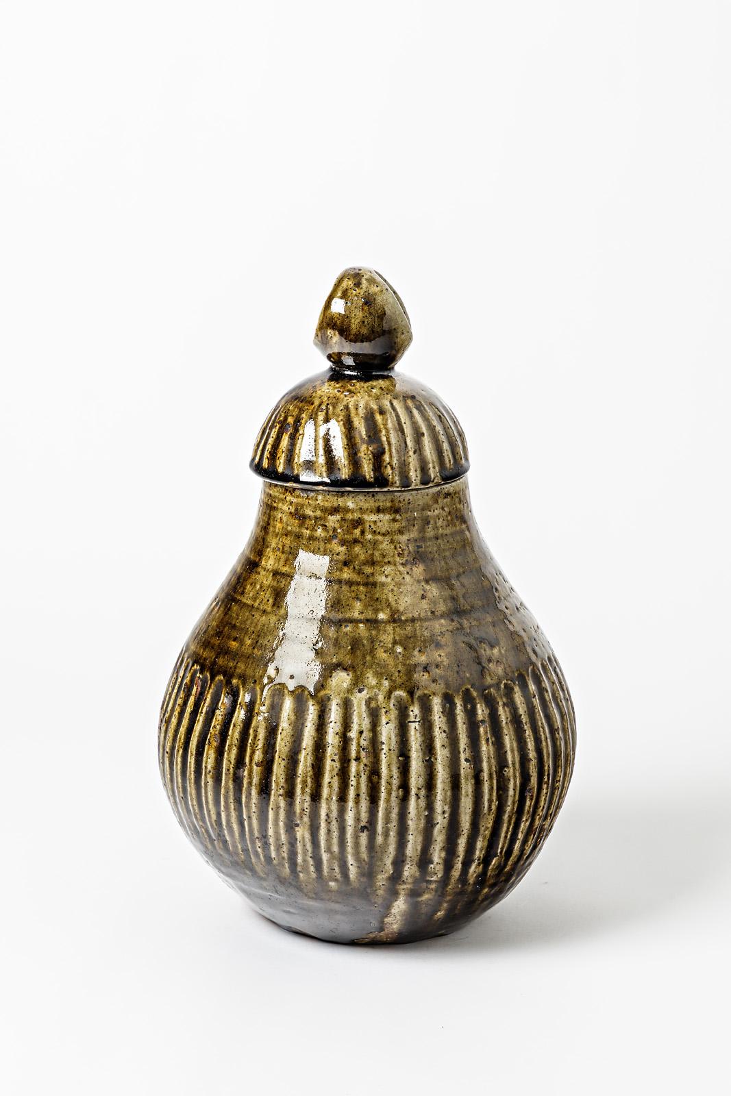 Français Grand pot en céramique recouvert de Jean & Jacqueline Lerat, vers 1940 en vente