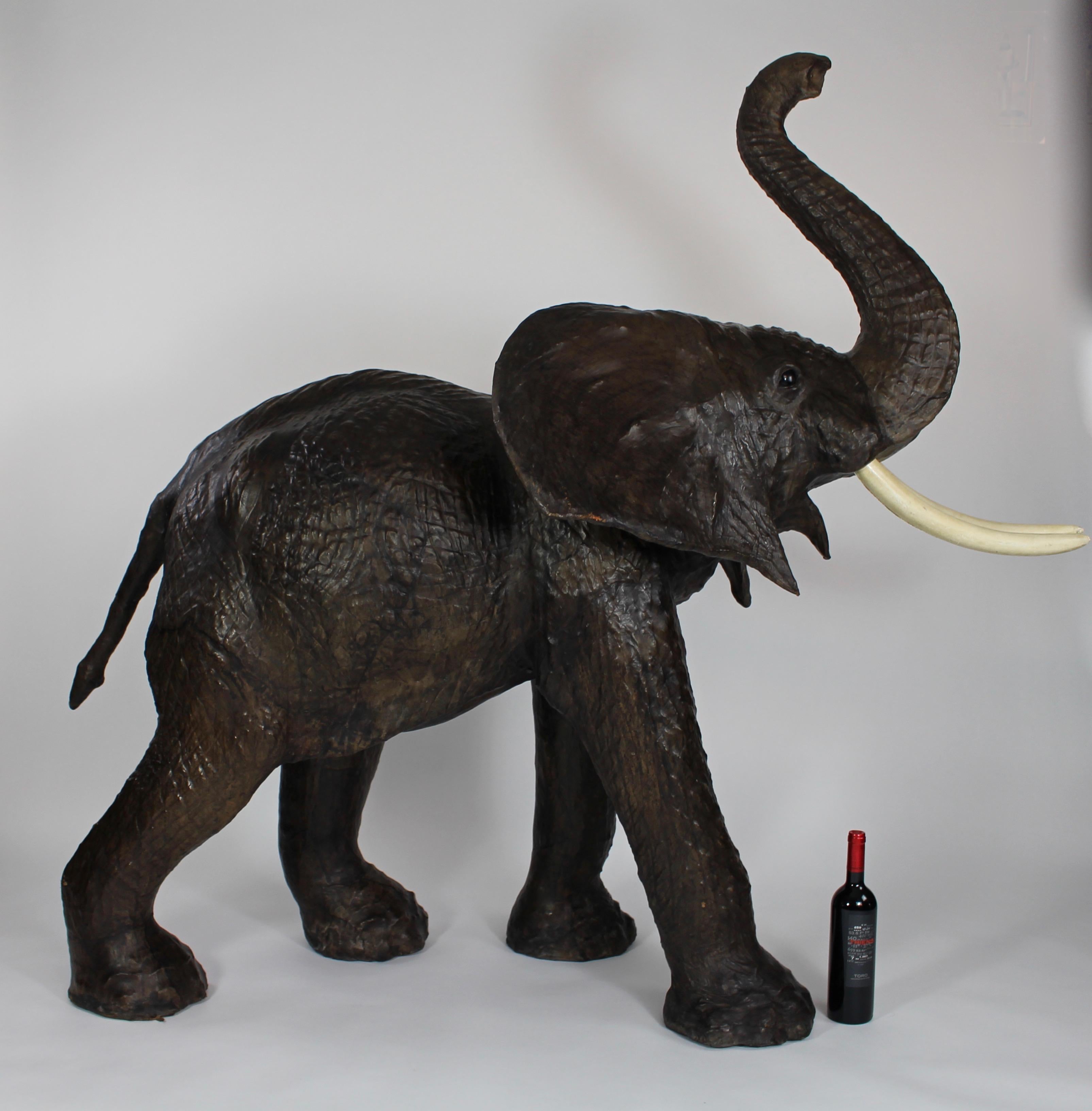 Mid-Century Modern A Large Vintage Leather Elephant Sculpture  For Sale