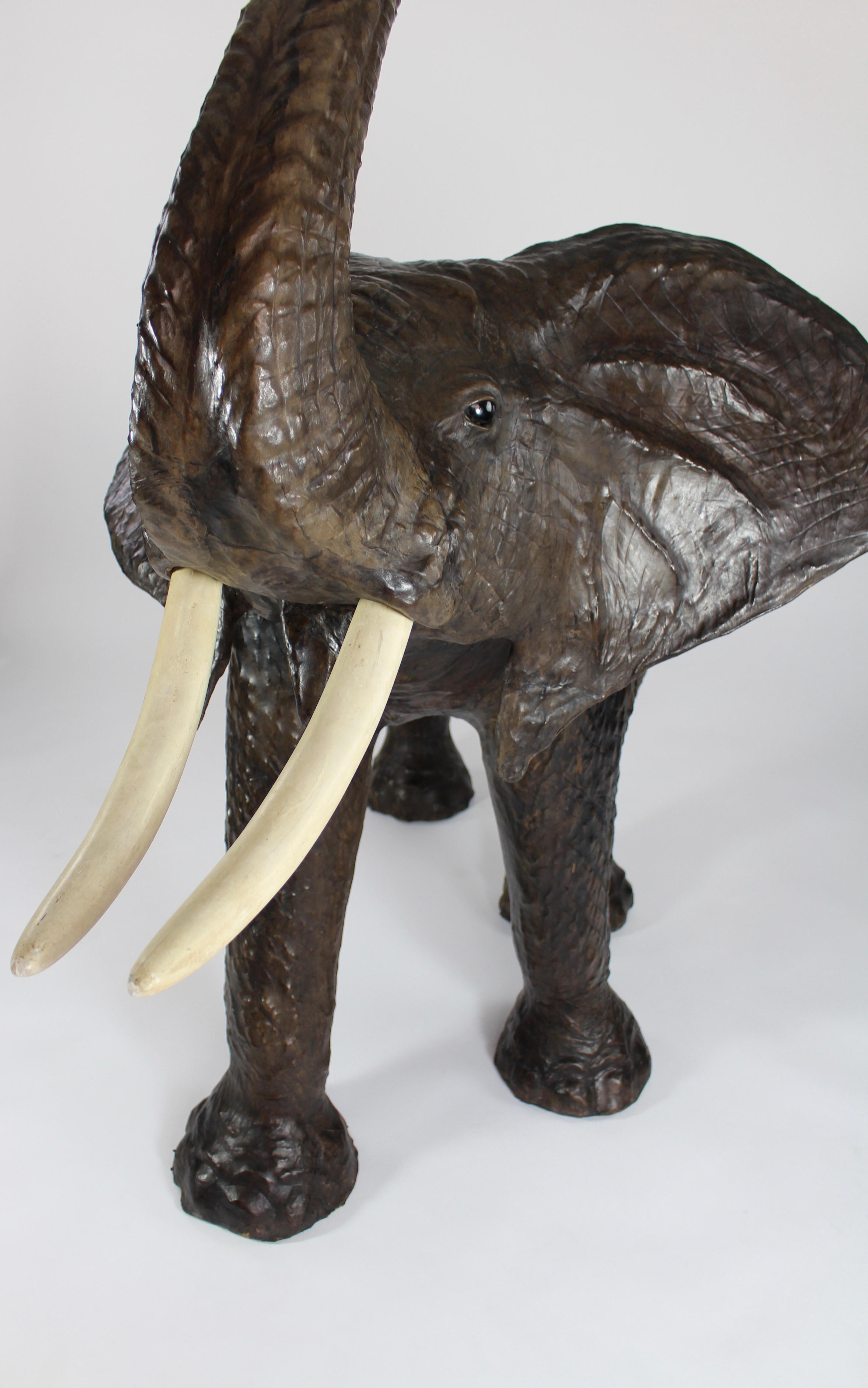 European A Large Vintage Leather Elephant Sculpture  For Sale