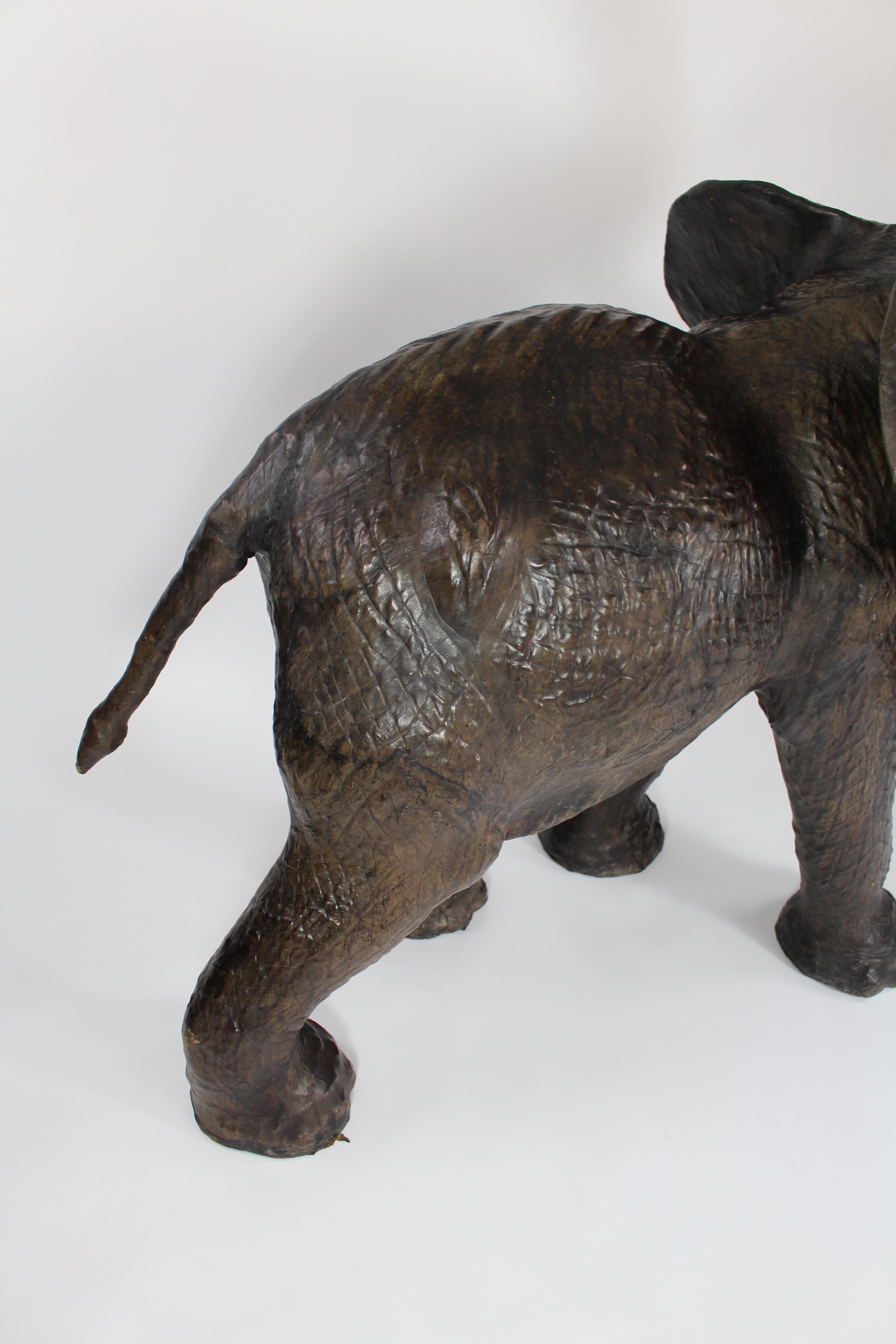 Mid-20th Century A Large Vintage Leather Elephant Sculpture  For Sale