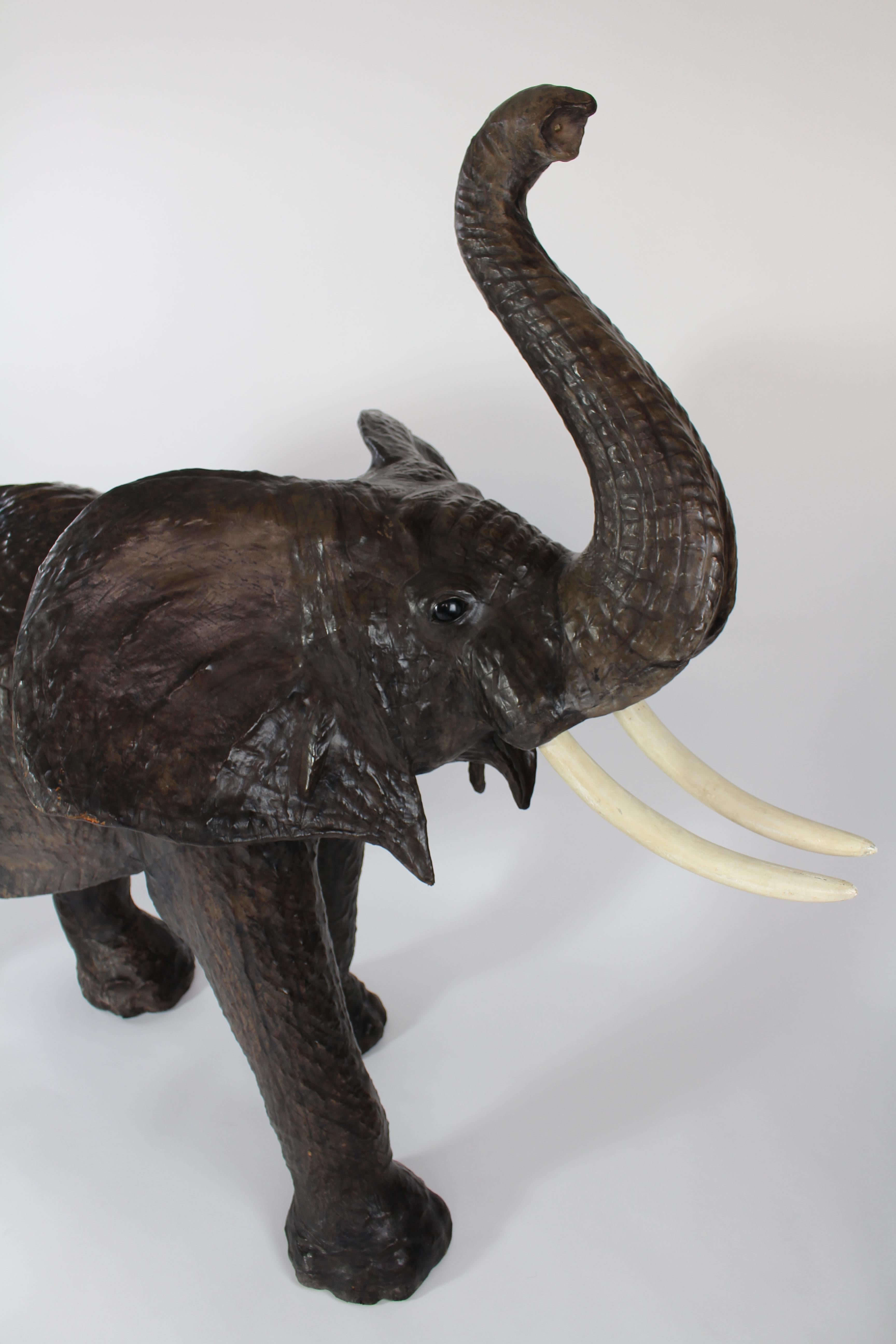 A Large Vintage Leather Elephant Sculpture  For Sale 1