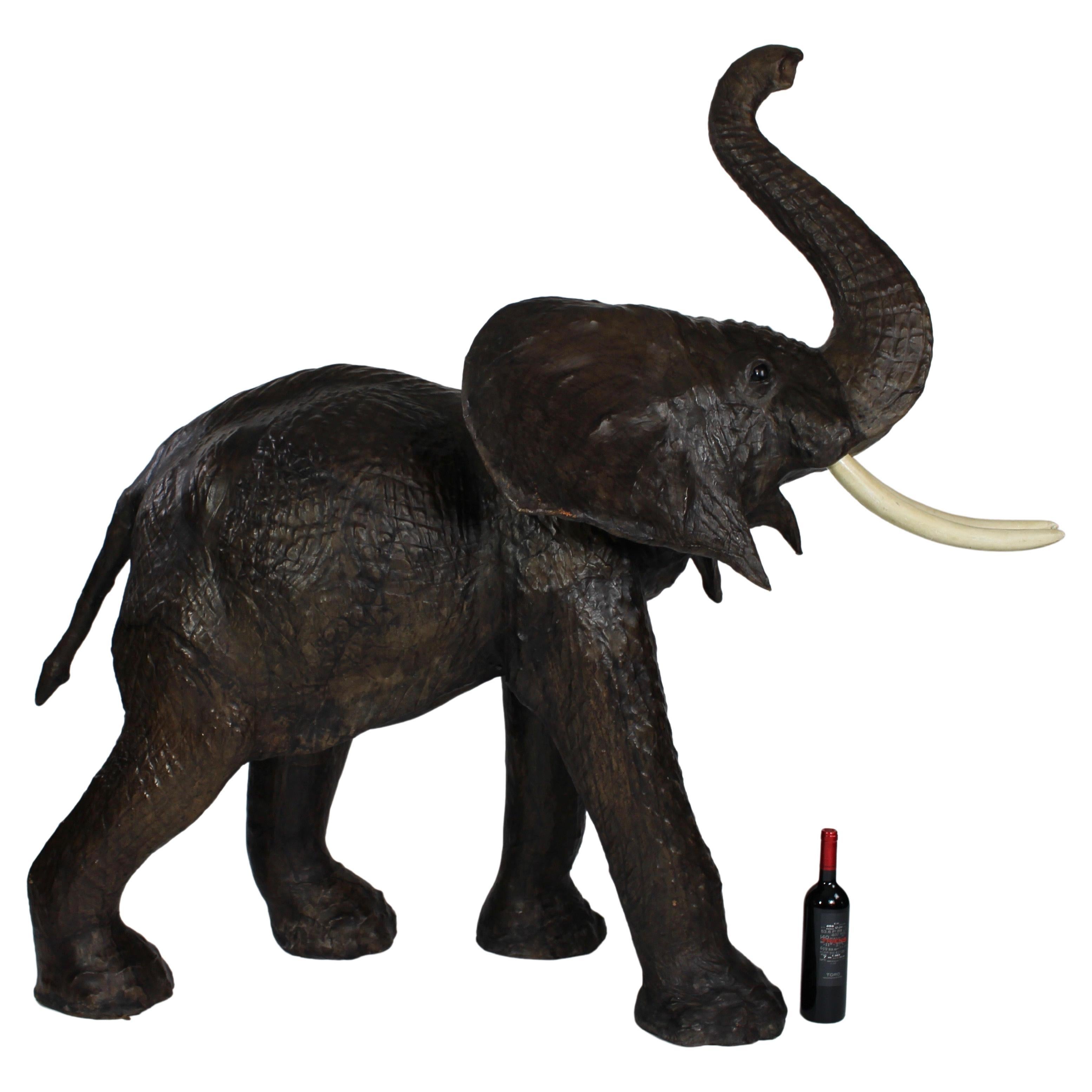Aged Leather Elephant Sculpture/Ottoman For Sale at 1stDibs