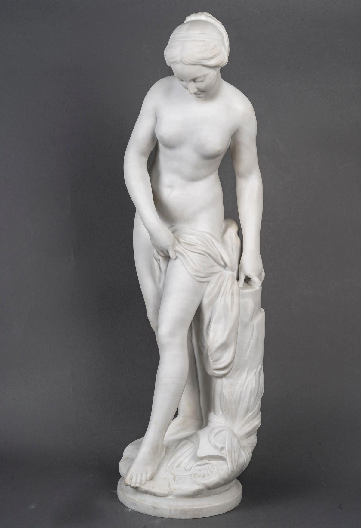 Una grande scultura in marmo bianco di Carrara, fine XIX secolo o inizio XX secolo, Napoleone III.

Una grande scultura in marmo bianco di Carrara, fine XIX secolo o inizio XX secolo, Napoleone III, dopo Bigliet, che rappresenta Venere che esce dal