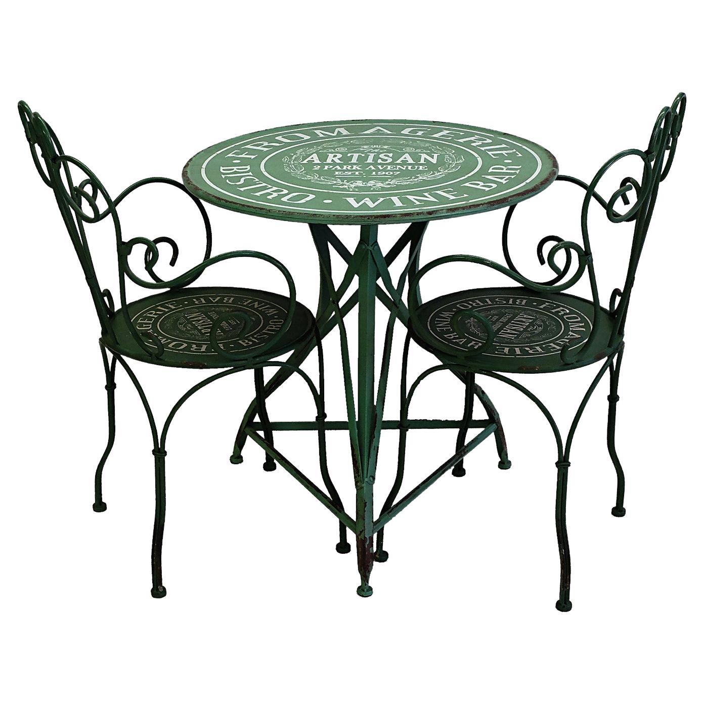 Bistrot Table with Two Armchairs, France, 1930 Ca For Sale
