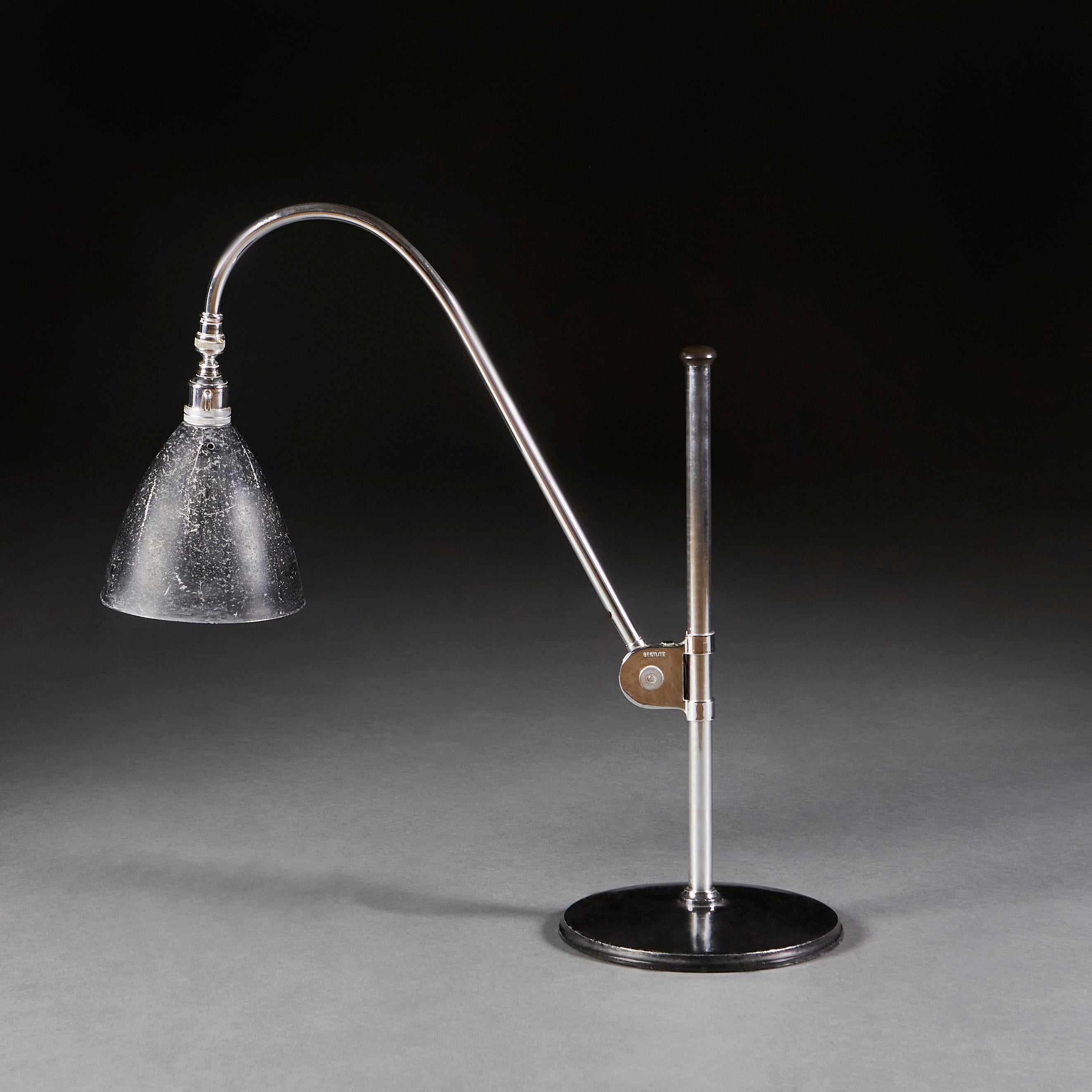 Lampe de bureau BL1 par Bestlite en chrome et émail noir, par Robert Dudley Best Bon état - En vente à London, GB