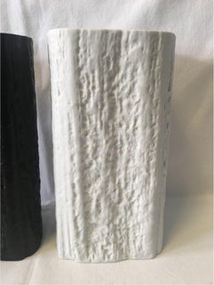 Black and a White Driftwood Texture Rosenthal Vases by Martin Freyer