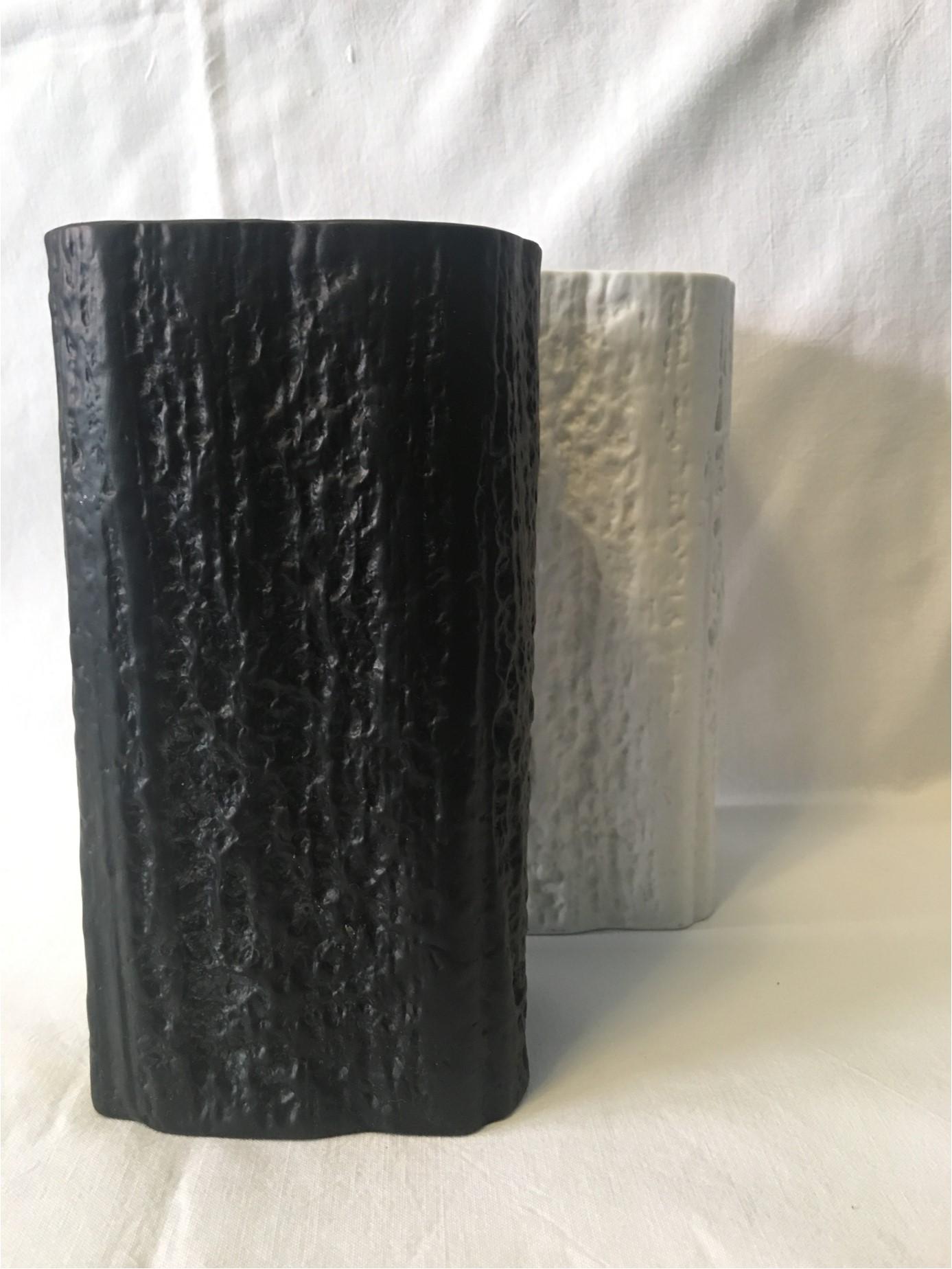 Black and a White Driftwood Texture Rosenthal Vases by Martin Freyer For Sale 2