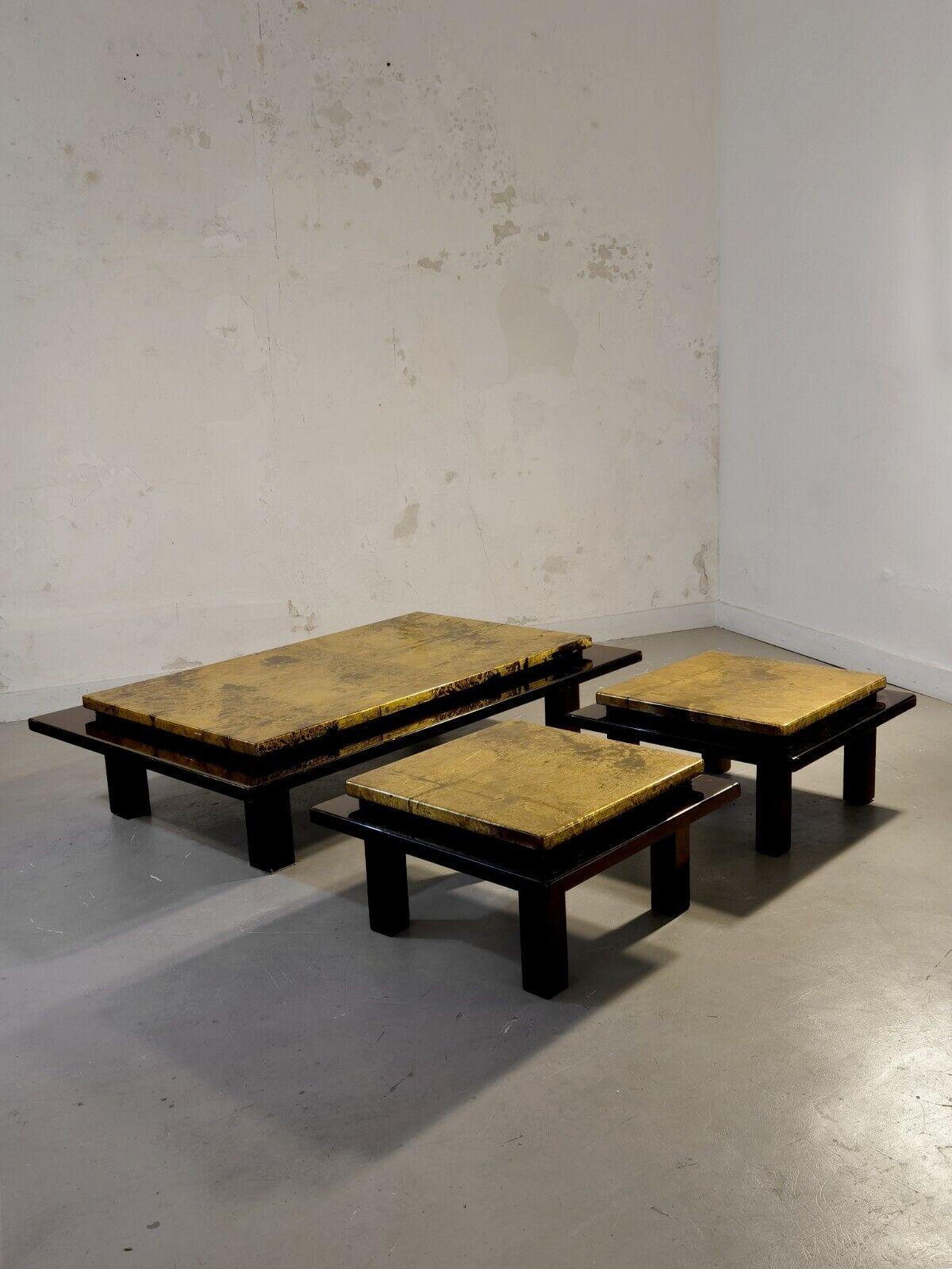 French A Lacquered JAPANESE Style COFFEE TABLE by ROCHE & BOBOIS ALDO TURA France 1970 For Sale