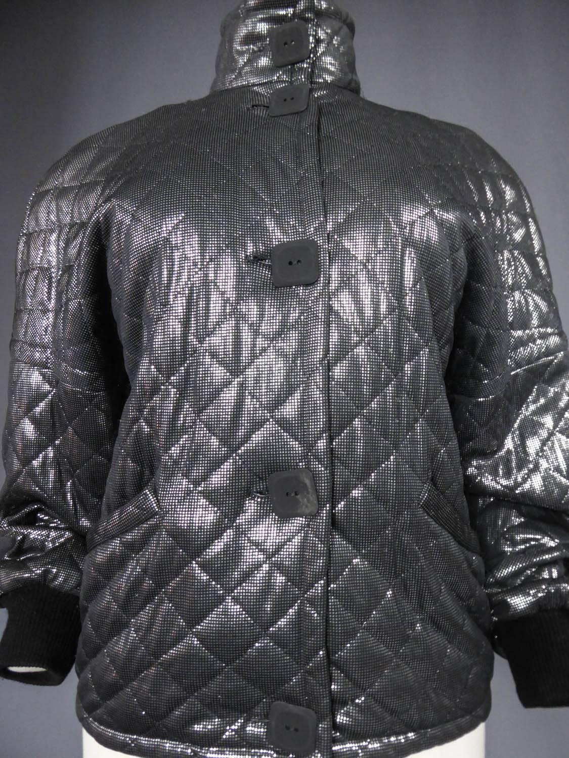 Una giacca Lanvin nera e argento - CIRCA 1980 in vendita 5