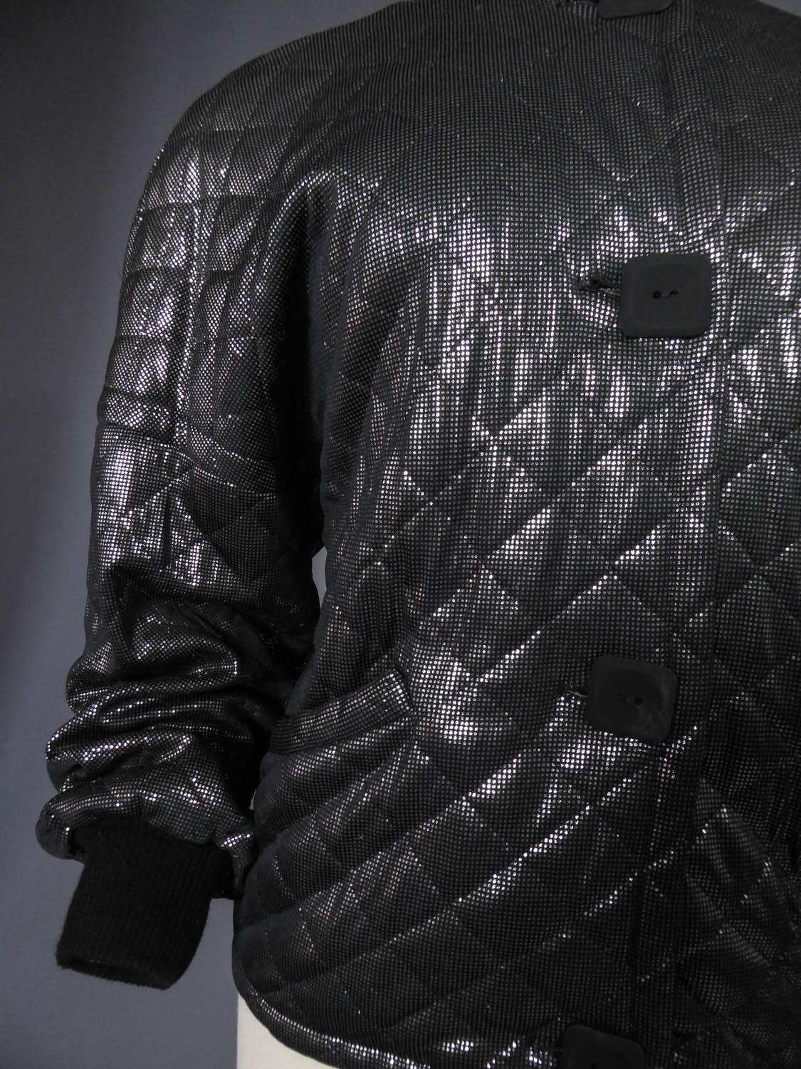 Nero Una giacca Lanvin nera e argento - CIRCA 1980 in vendita