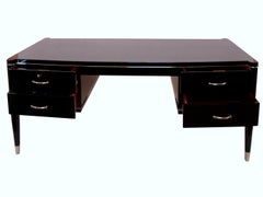 A Black Art Deco Desk for the Boss Voltaire by De Coene Frères Belgium 1940s