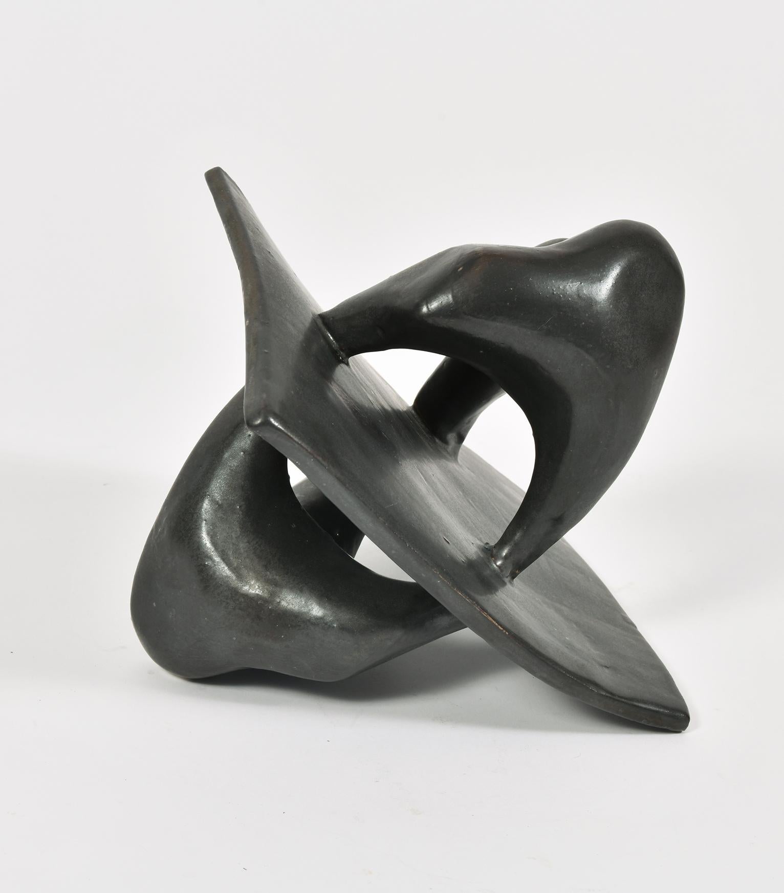 Mid-Century Modern Black Ceramic Sculpture by Tim Orr