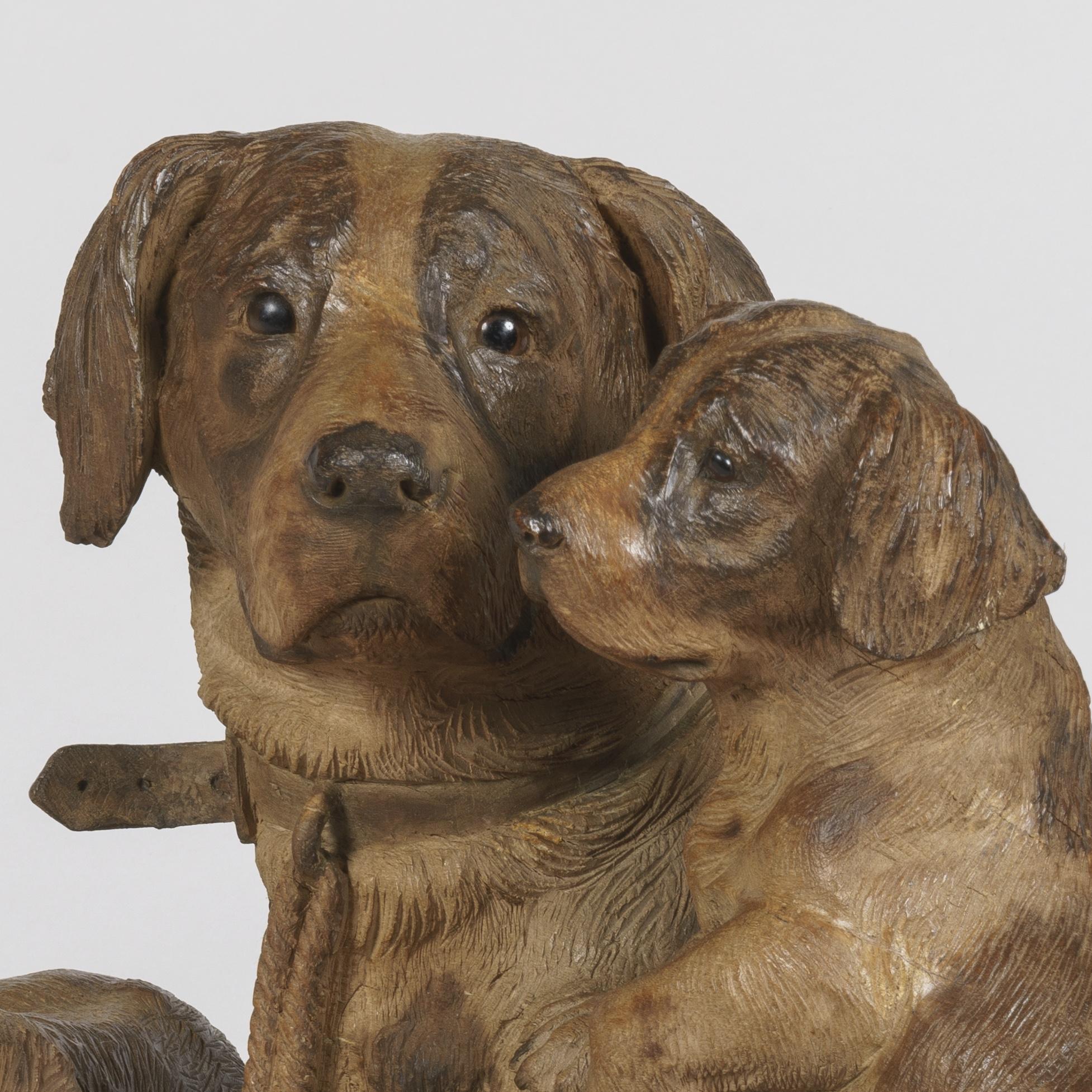 Suisse Groupe de chiens sculptés du 19e siècle 