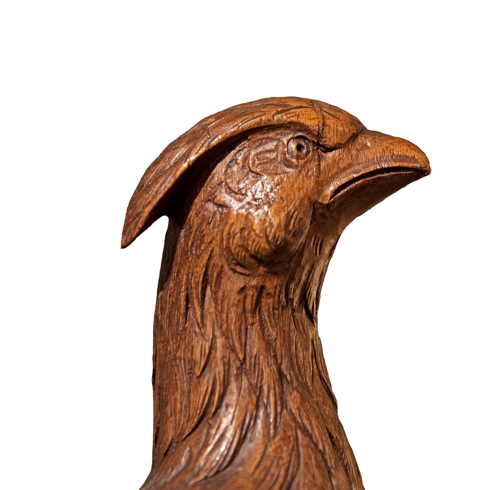 Wood Black Forest Clock with Two Pheasants