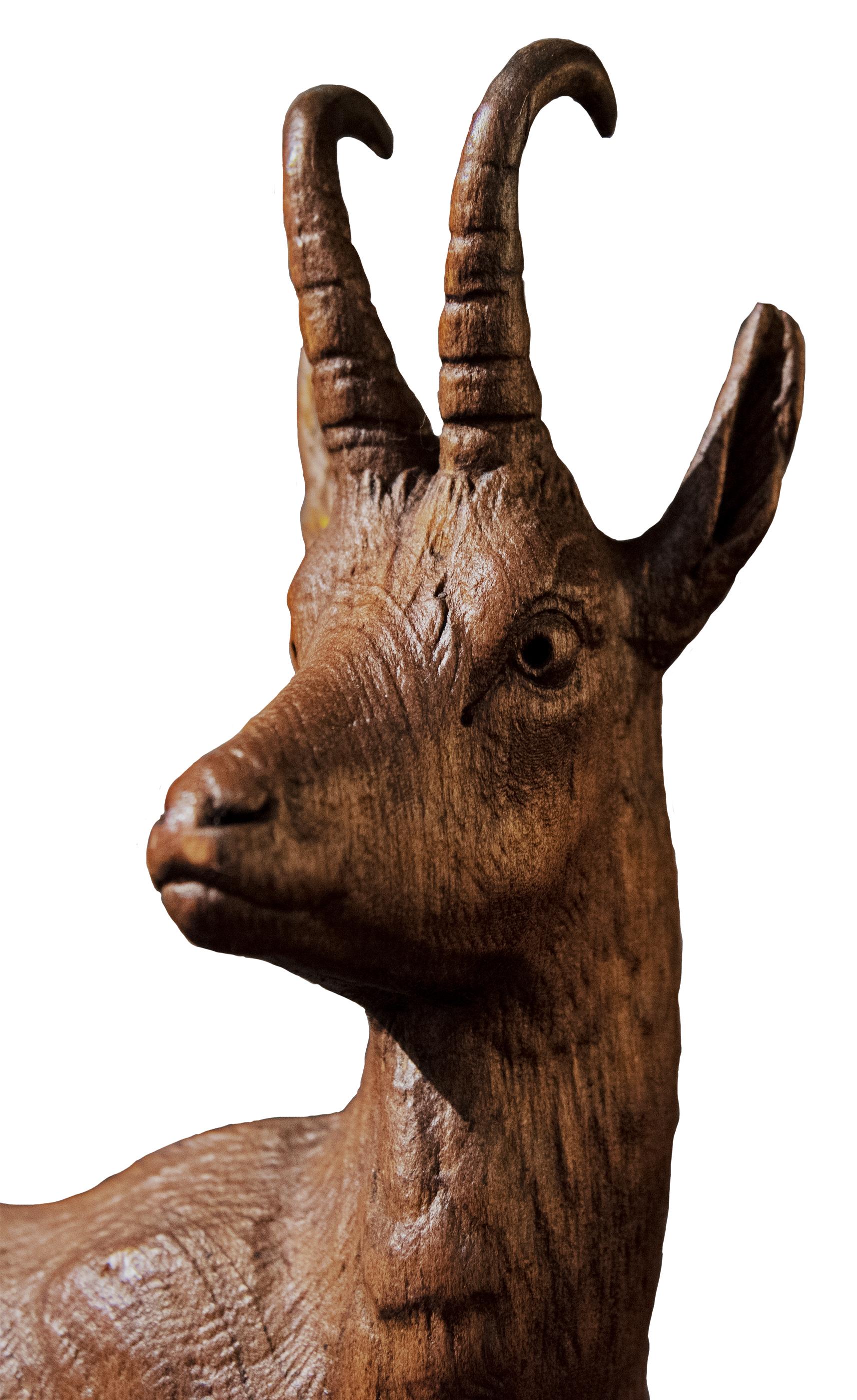 Carved Black Forest Ibex Sculpture
