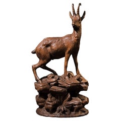 Black Forest Ibex Sculpture
