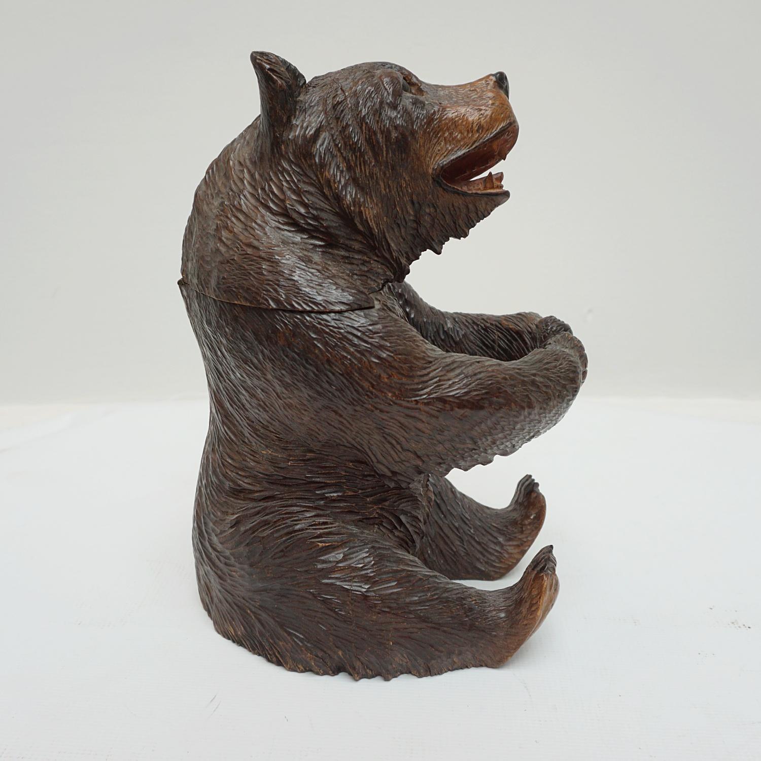 Black Forest Linden Wood Carved Bear Tobacco Box, circa 1900 For Sale 1