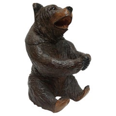 Black Forest Linden Wood Carved Bear Tobacco Box, circa 1900