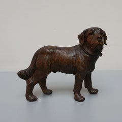 A Black Forest Linden Wood Carved Dog Sculpture