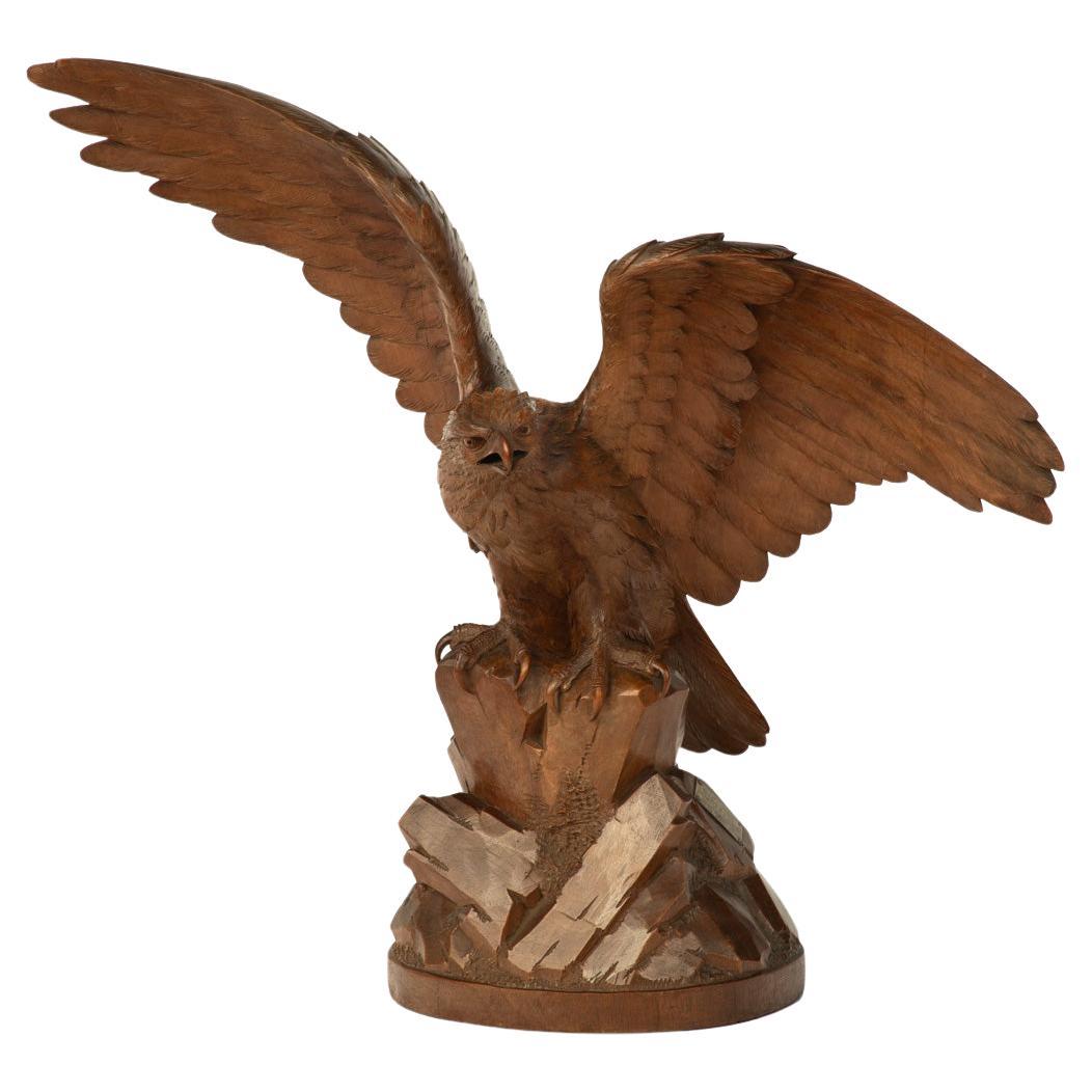 A ‘Black Forest’ linden wood eagle For Sale