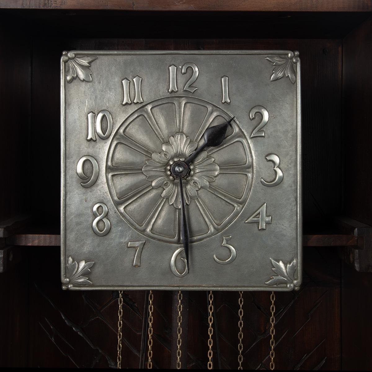 A ‘Black Forest’ linden wood long case clock by Spring of Interlaken For Sale 8