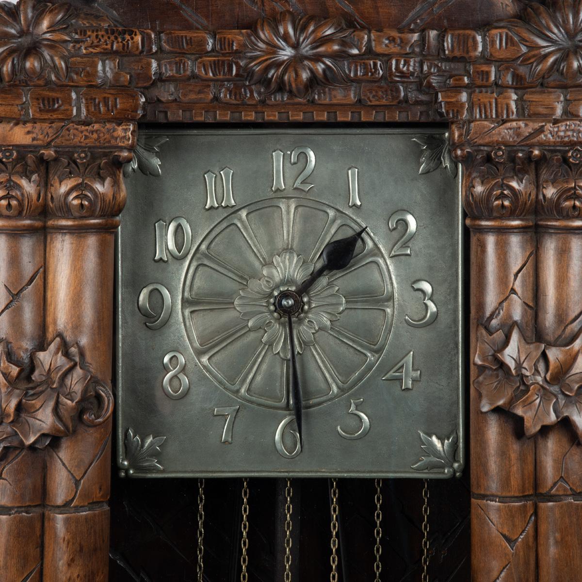 A ‘Black Forest’ linden wood long case clock by Spring of Interlaken For Sale 2