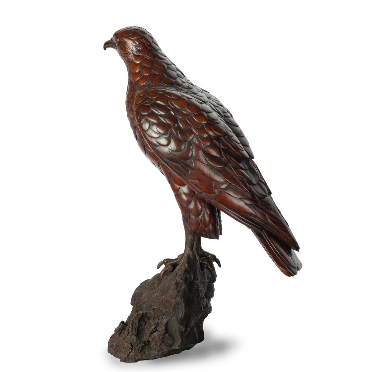 A Black Forest linden wood model of a hawk In Good Condition For Sale In Lymington, Hampshire