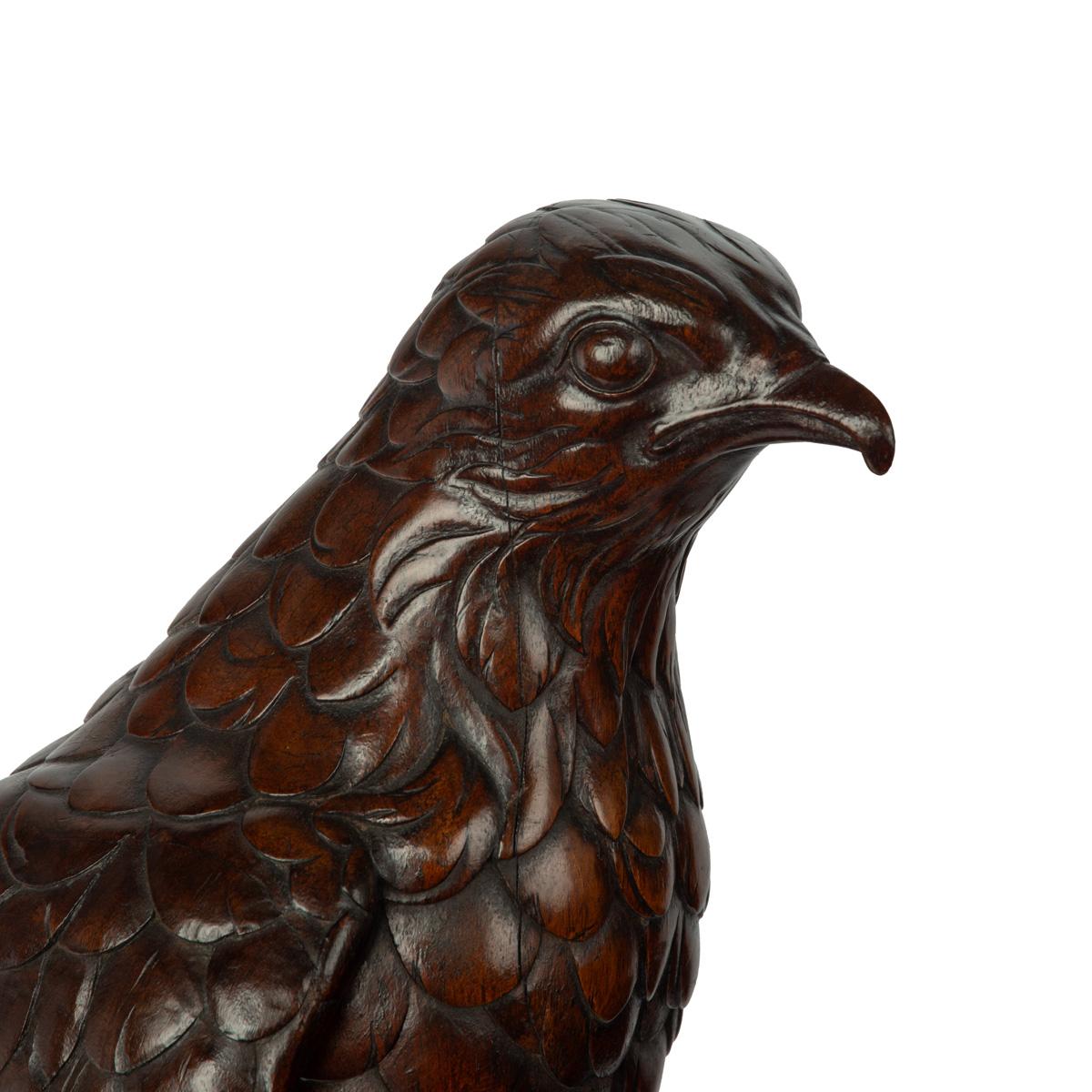 A Black Forest linden wood model of a hawk For Sale 1